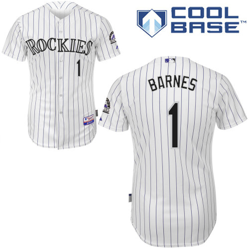Brandon Barnes #1 MLB Jersey-Colorado Rockies Men's Authentic Home White Cool Base Baseball Jersey